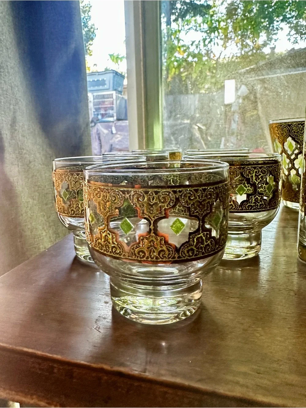Vintage Culver Valencia 22K Gold Barware Set with Pitcher